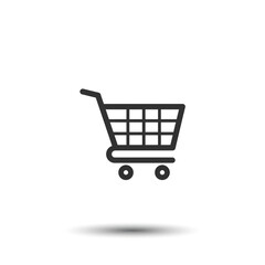 Simple shopping cart icon on a white background representing commerce and online retail