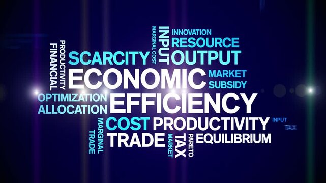 Economic Efficiency animated word cloud-text design animation tag kinetic typography seamless loop.