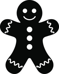 Cute gingerbread man cookie illustration with simple design on transparent background silhouette