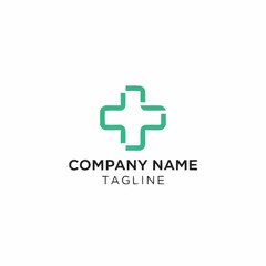 Obraz premium Green Medical Cross Logo Design for Healthcare Company.