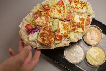 Close up of a vegetarian dish, showing fresh plant based ingredients and reflecting healthy nutrition and dietary culture without meat.