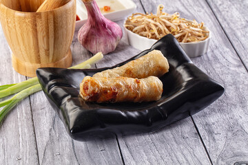 Vietnamese traditional nem roll with meat