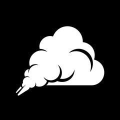 Stylized white smoke cloud or steam puff vector illustration on black background.