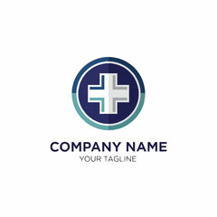 Modern Medical Cross Logo in a Blue Circle for Healthcare.