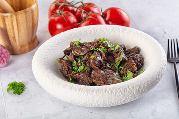 Roasted chicken liver with green onion