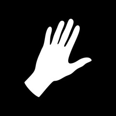 Obraz premium White silhouette of an open human hand with fingers spread against a black background.