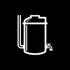 Fototapeta premium Industrial storage tank with pipes and tap line icon.