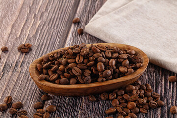 Roasted brown araboca coffee beans