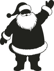 Waving santa claus illustration with a festive design on transparent background silhouette