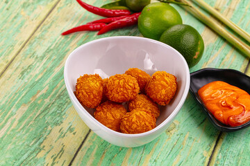 Fried crispy yellow cheese balls