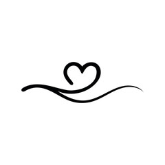 Royalty free love heart vector icon-black & white