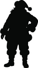Festive santa claus figure in black ideal for holiday designs on transparent background silhouette