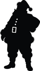 Festive santa claus figure in black ideal for designs on transparent background silhouette