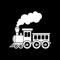 Classic steam train locomotive with smoke icon illustration.