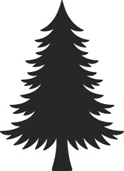 Simple black spruce tree graphic element on transparent background silhouette