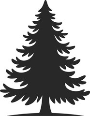 Simple black evergreen tree graphic perfect for winter designs on transparent background silhouette