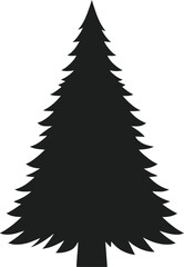Simple black spruce tree graphic design element on transparent background silhouette