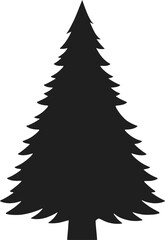 Simple black spruce tree graphic perfect for design work on transparent background silhouette