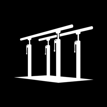 White silhouette of parallel bars for gymnastics and fitness training.