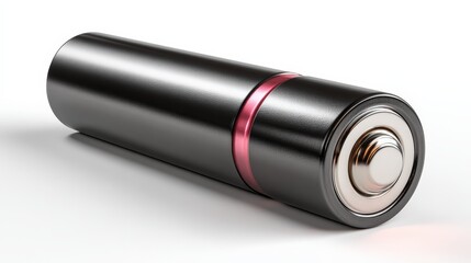 Close up of a modern battery with glossy black and silver finish for product illustrations