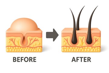 Hair follicle restoration skin cross section before and after hair growth healthy scalp hair follicle skin layers hair treatment hair health hair