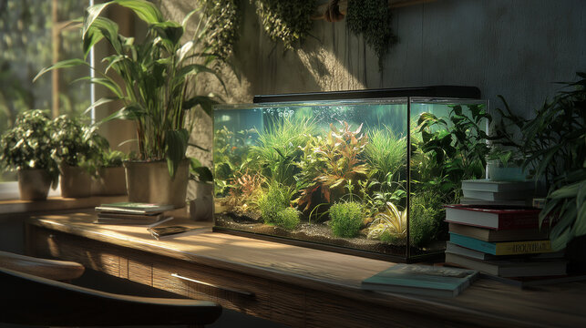 tropical garden in the morning