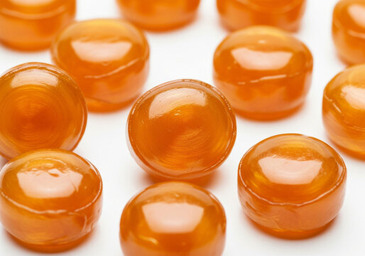 butterscotch hard candies isolated on transparent background