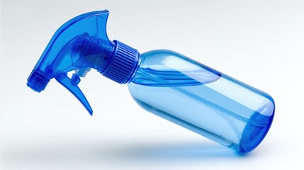 Blue spray bottle on clean background for cleaning and household use