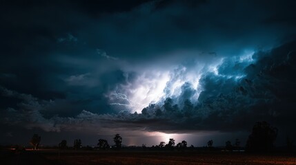 Electric lightning striking through massive storm clouds dramatic sky scene - severe thunderstorm, natural weather phenomenon, powerful atmospheric electricity, dark moody cloudscape, extreme weather 