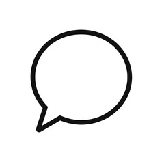 Simple speech bubble icon representing chat, message, or communication in outline style.