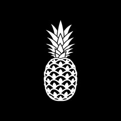 Obraz premium Minimalist White Pineapple Silhouette Tropical Fruit Graphic Design Element.