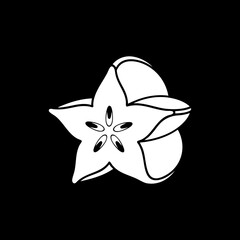 Stylized Star Fruit Slice Illustration with Visible Seeds.