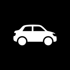 Fototapeta premium Simple white car silhouette icon representing transportation.