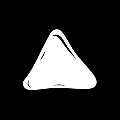 Smooth white blob icon with soft contours on dark background.