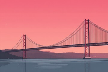 Obraz premium Bridge in a minimalist illustration with clean lines.