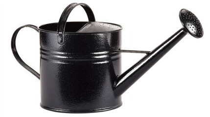 Classic black metal watering can for gardening and plant care