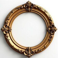 Golden round frame elegant design. Illustration suits well for posters, banners. Ornate border in retro style. Antique swirl decor elements for vintage certificates, invitation cards creation.