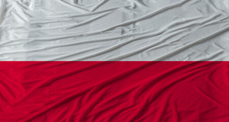 Polish flag waving. Flag of Poland with cloth texture