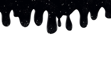 Black Galaxy Slime Drips on Light Gray Background