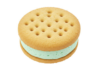 Mint ice cream sandwich isolated on transparent background, refreshing summer dessert treat for food photography and design projects