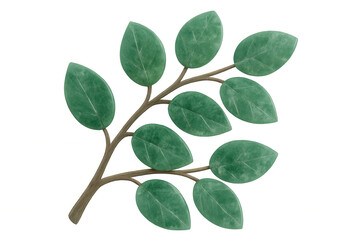 Fototapeta premium Green plant branch with stylized leaves on transparent background representing nature and botany