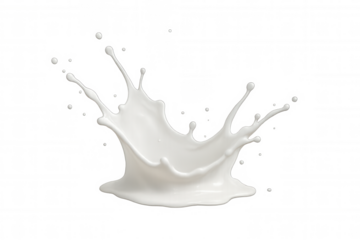 Milk splash creating a crown shape, fresh liquid flying up, isolated on transparent background