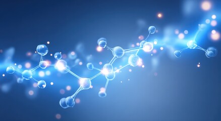 Citric acids molecular structure is vividly illuminated in blue light, showcasing a futuristic representation of acid compounds in a high-resolution visualization.