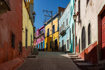 Colorful Alley in Guanajuato, Mexico at daytime