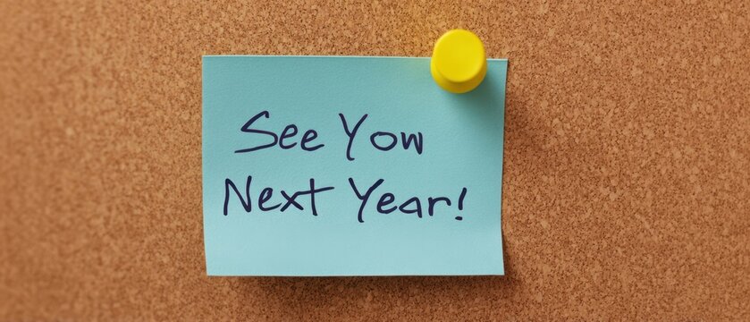 The colorful sticky note with a friendly message about the next year.