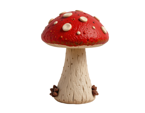 Vibrant Red Mushroom with White Dots on a Tall Stem