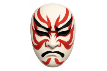Japanese kabuki mask representing anger and tradition
