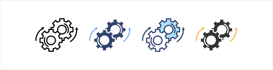 Process Icon Set Multiple Style Collection