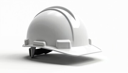 Fototapeta premium Clean white hard hat positioned against a pure white backdrop. Essential safety gear for construction, industrial work, or any hazardous occupation. Protects head.