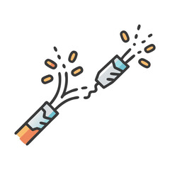 Damaged electrical cable, vector color icon